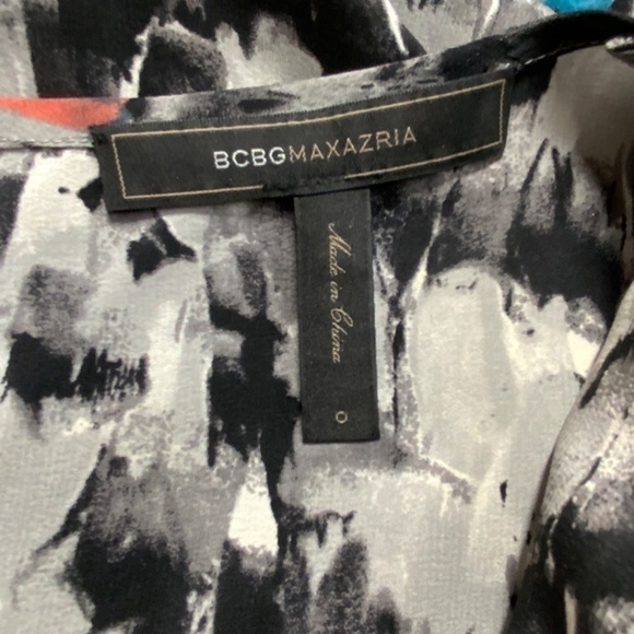 BCBGMAXAZRIA 100% Silk ‘Amalia’ Sleeveless Watercolour Print Peplum Dress Sz 0 - Picture 5 of 14